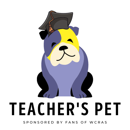 Teacher's Pet Program Logo of Cartoon Dog in a Scholar's Cap